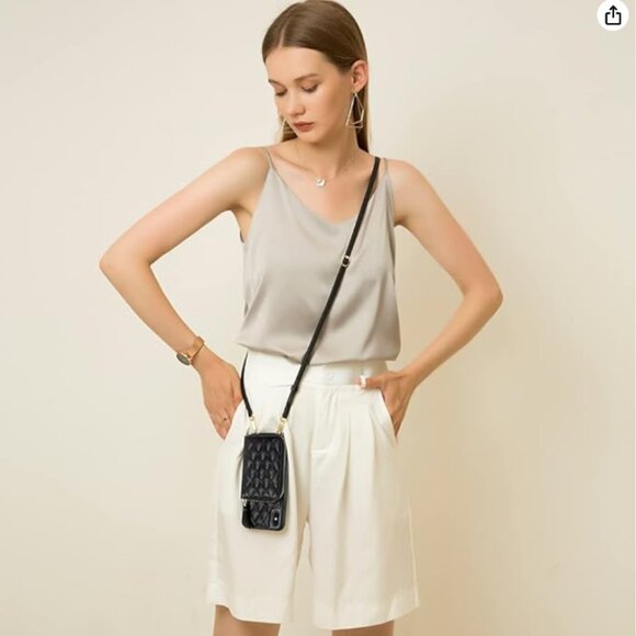 iPhone X Case Wallet with Card Holder Crossbody Faux Quilted Leather Black - Picture 2 of 6